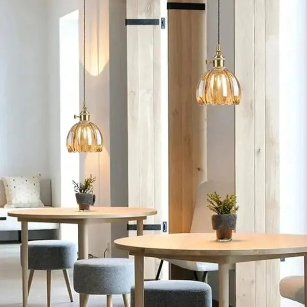 Elegant Flower-Shaped Glass Pendant Lamp - Atmospheric Light