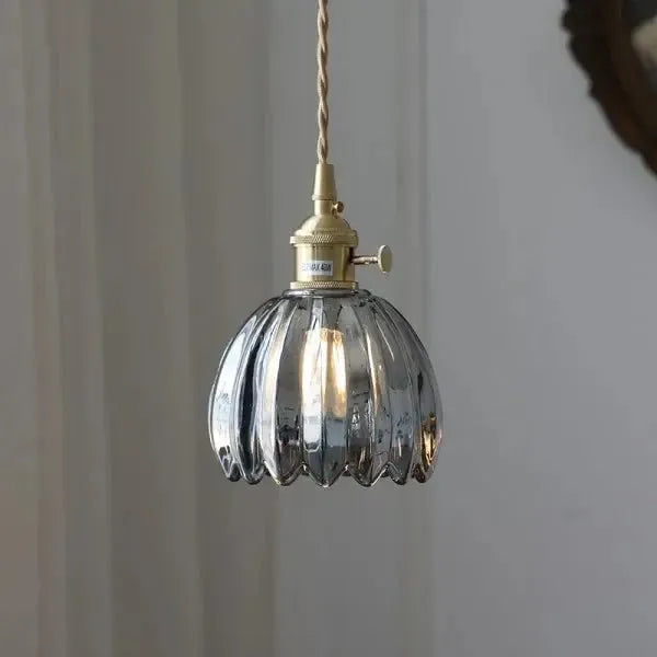 Elegant Flower-Shaped Glass Pendant Lamp - Atmospheric Light