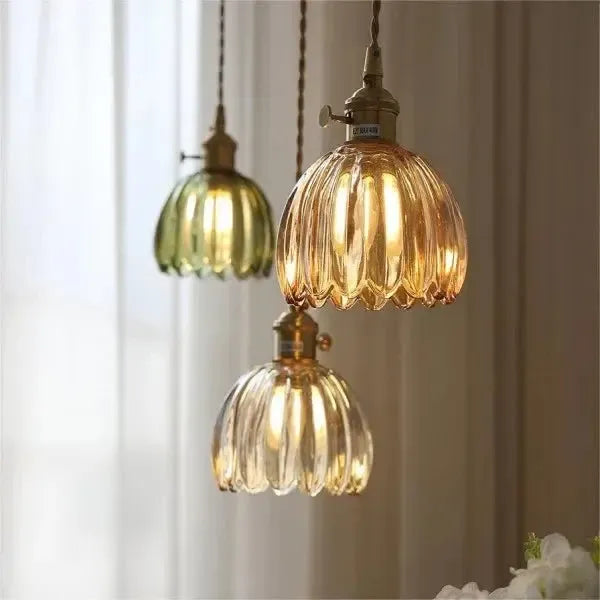 Elegant Flower-Shaped Glass Pendant Lamp - Atmospheric Light