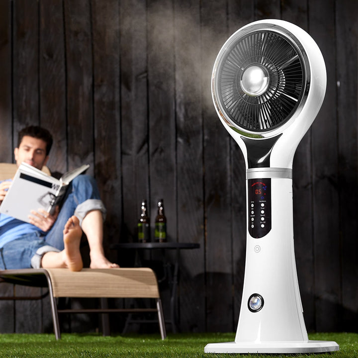 Evaporative Cooler Portable Misting Fan Pedestal Oscillating White LED Display