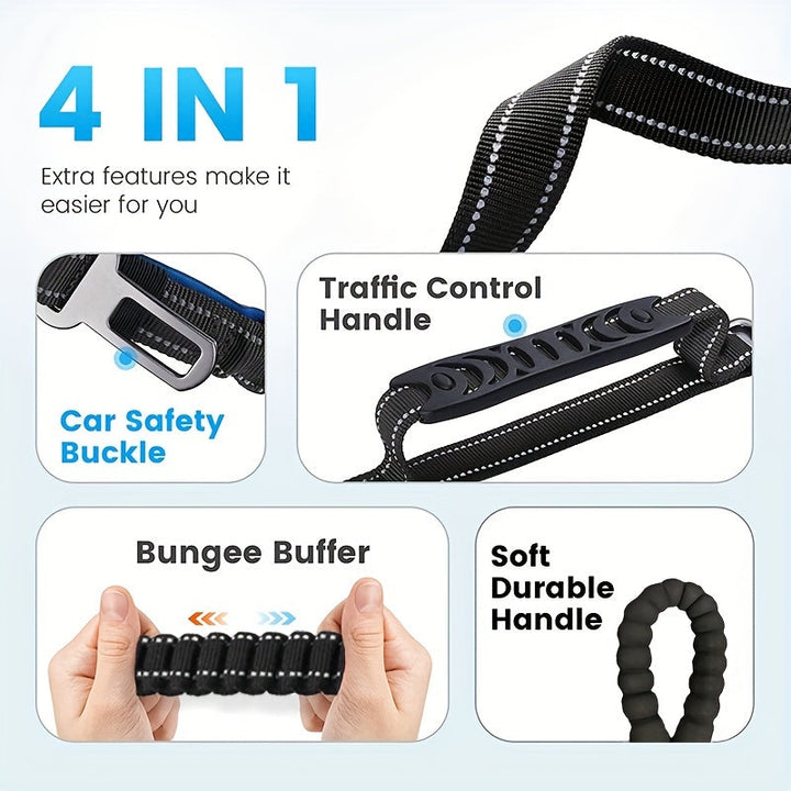 Adjustable Bungee Dog Leash – Shock-Absorbing and Reflective for Large Dogs