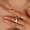 18K Natural Opal Teardrop Pendant Necklace - Eloise