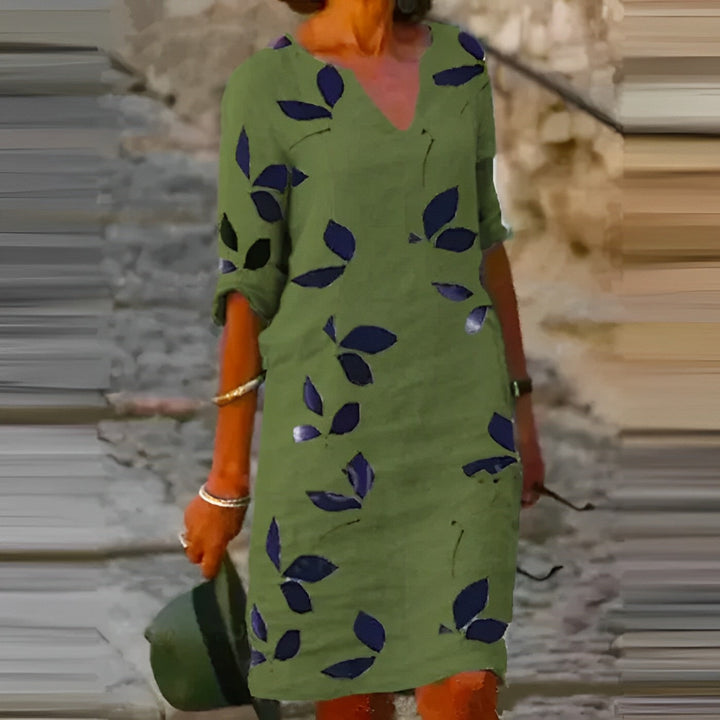 Mavis – Women's Leaf Print Summer Dress | Effortless Elegance