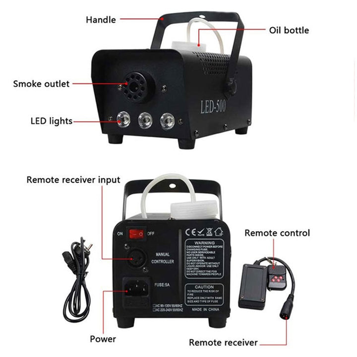 Halloween Fog Machine Smoke with Built-In LED Lights Wireless Remote for Party Decoration