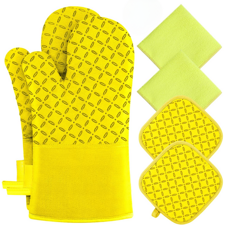 6-Piece Heat-Resistant Oven Glove and Pot Holder Set