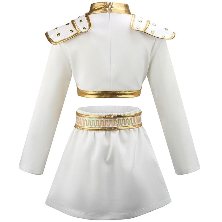 Girls' Halloween Dance Costume and Belly Dancer Suit Two Piece Set with Sequined Crop Top and A-Line Skirt