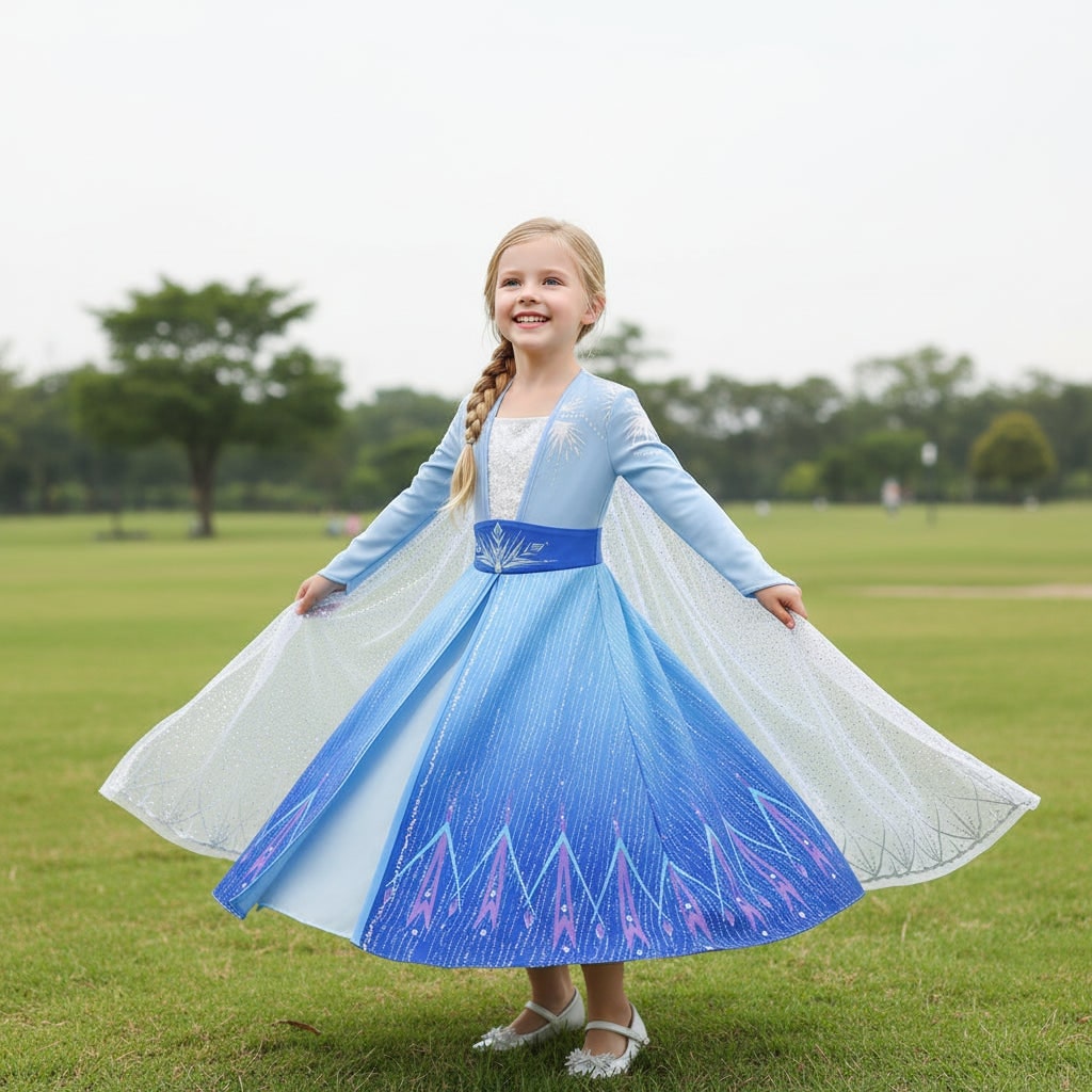 Girls' Halloween Storybook Princess Costume Dress with Tiara, Wand and Gloves