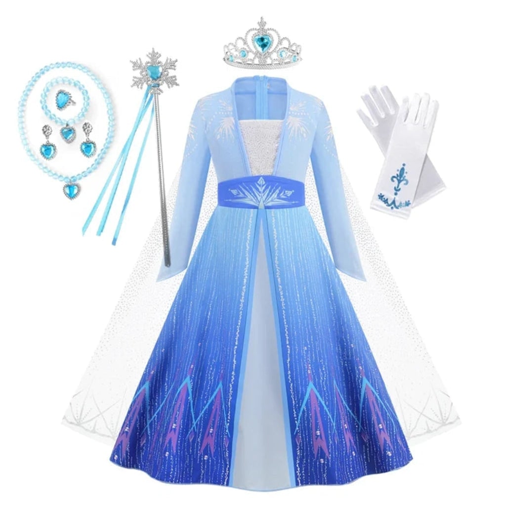Girls' Halloween Storybook Princess Costume Dress with Tiara, Wand and Gloves