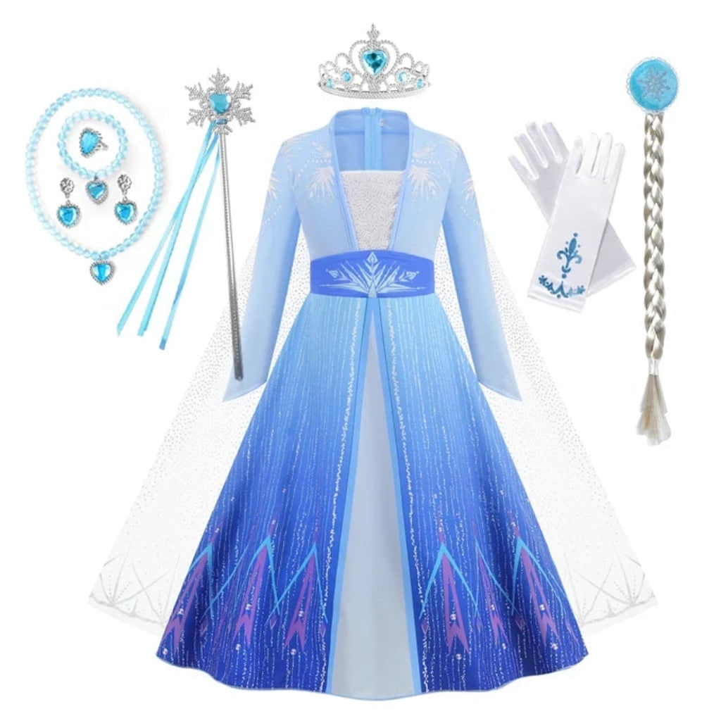 Girls' Halloween Storybook Princess Costume Dress with Tiara, Wand and Gloves