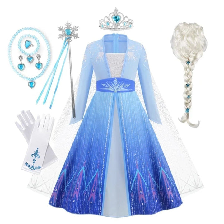 Girls' Halloween Storybook Princess Costume Dress with Tiara, Wand and Gloves