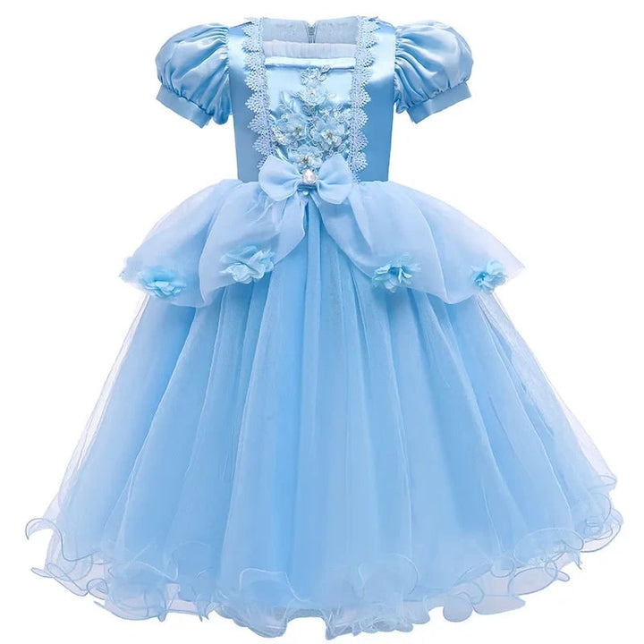 Girls' Halloween Princess Dress for Party Costume with Puff Sleeves and Tulle Skirt