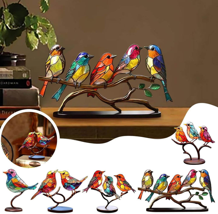 Colourful Birds on a Branch Decorative Figurine - ColorBirds