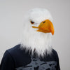 Halloween Animal Head Mask with Bald Eagle Design White Faux Fur and Yellow Beak for Party Costume