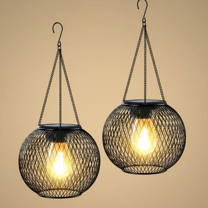 Halloween Hanging Solar Lights Outdoor with Powered Lantern and LED Bulb for Yard Decoration
