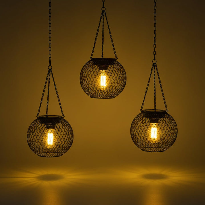 Halloween Hanging Solar Lights Outdoor with Powered Lantern and LED Bulb for Yard Decoration