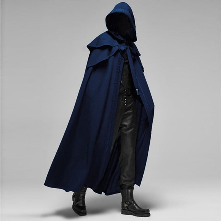 Halloween Hooded Cloak with Cape Shoulder Capelet and Decorative Trim for Gothic Costume Party