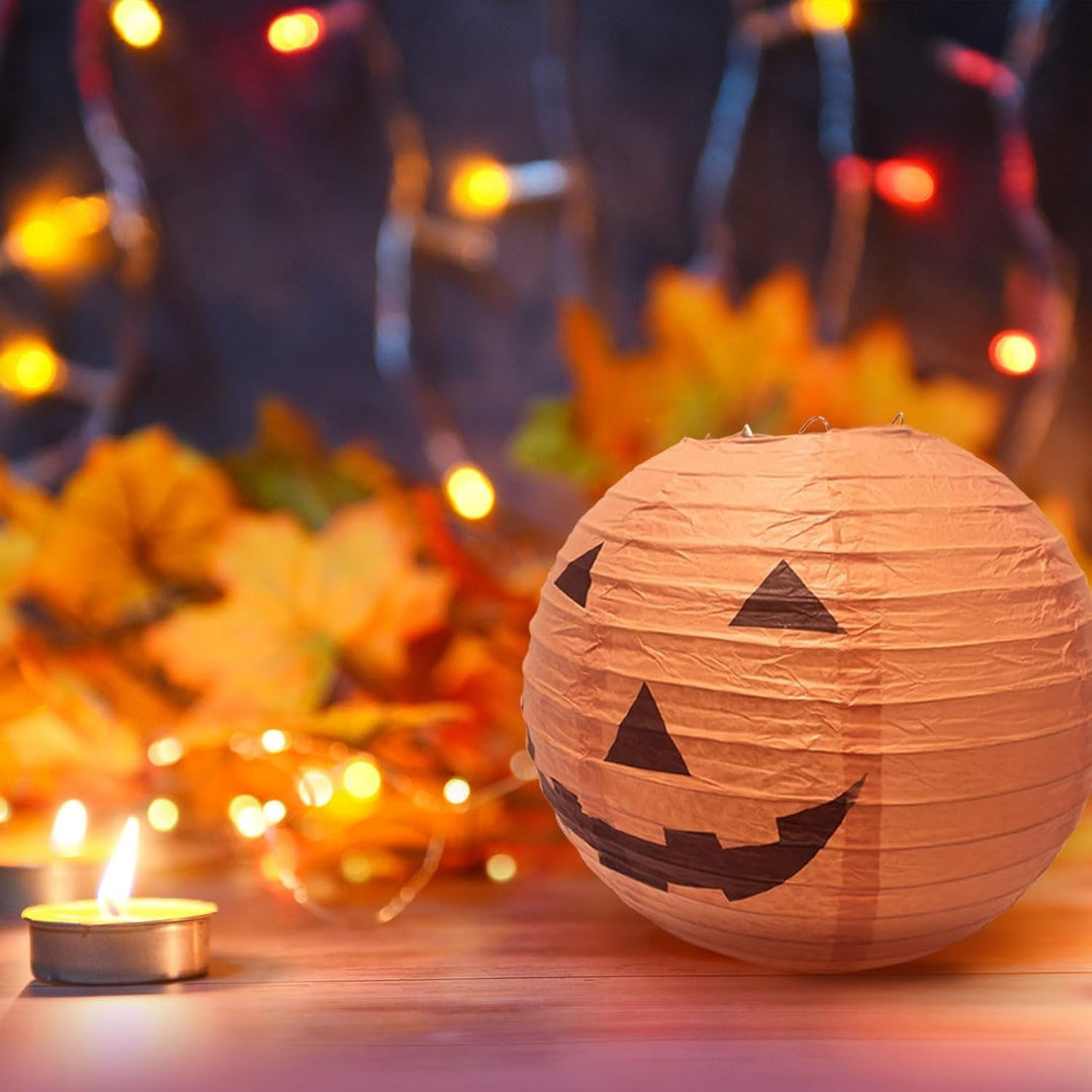 Halloween Jack O' Lantern Paper Pumpkin Hanging Decor Set of 12