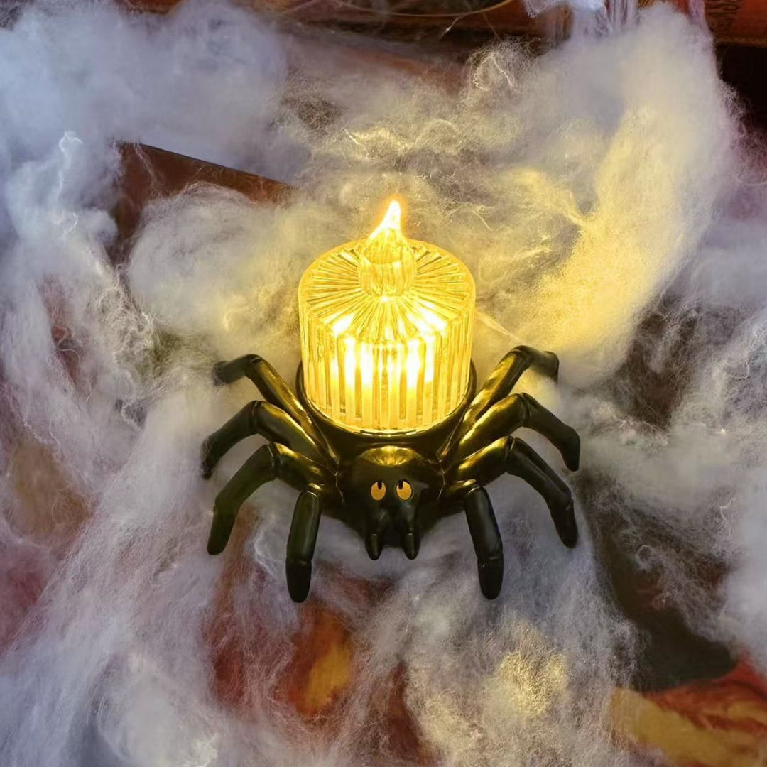 Halloween Spider Tea Lights with LED Candles Battery Operated Flameless Holder Decoration