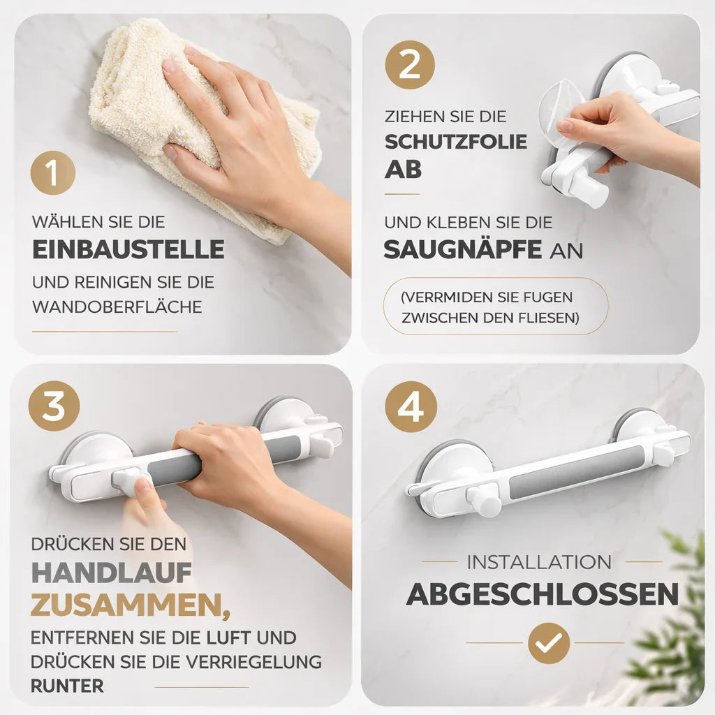 Support Handle for Shower, Bath or Toilet | Suction Grab Bar for the Elderly, No Drilling Required | SeniGrip