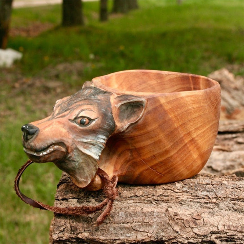 Handmade wooden mug for outdoor adventures and the wilderness