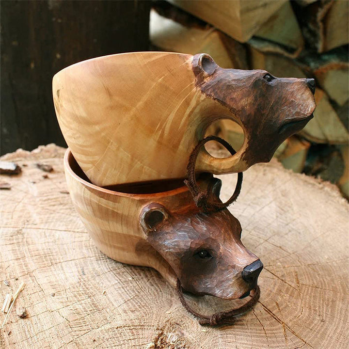 Handmade wooden mug for outdoor adventures and the wilderness
