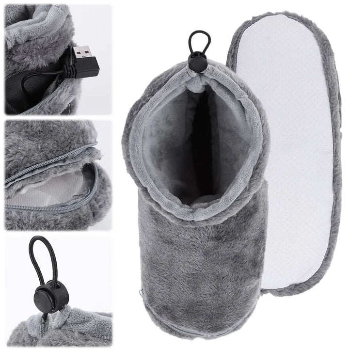 Heated Winter Slippers with USB Warming Plush Bootie and Arch Support