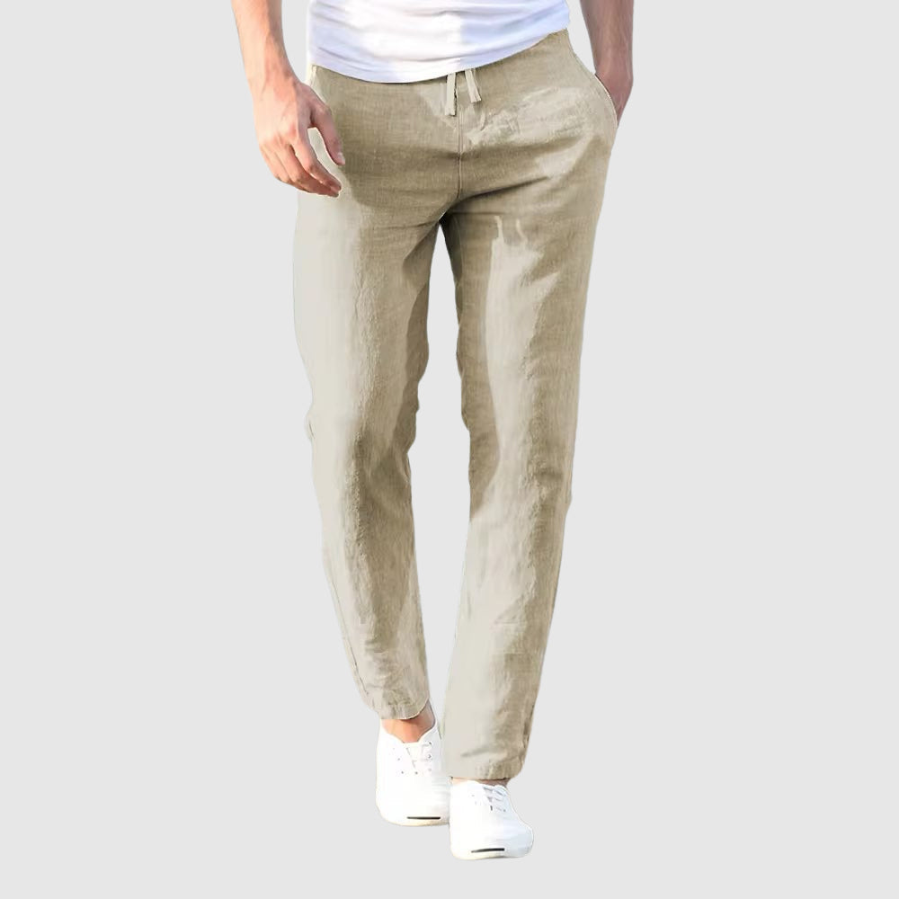 Men's Linen Trousers with Drawstring Waistband