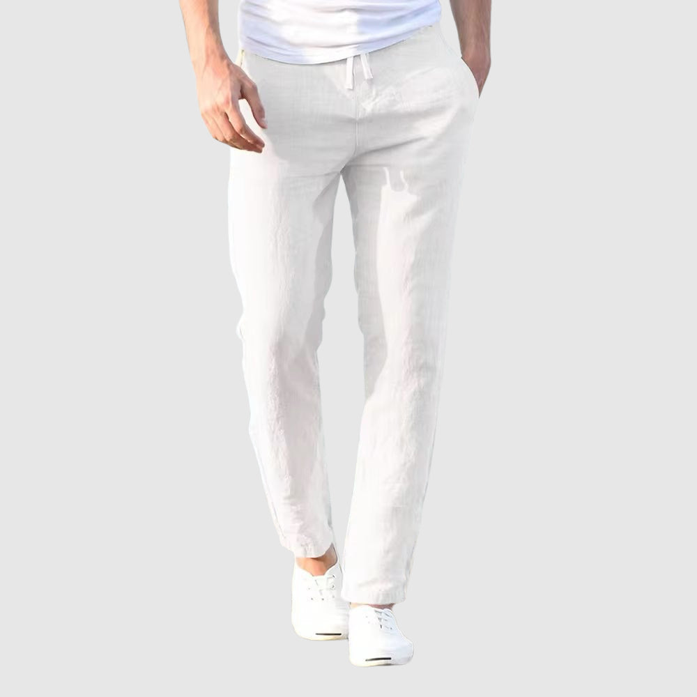 Men's Linen Trousers with Drawstring Waistband