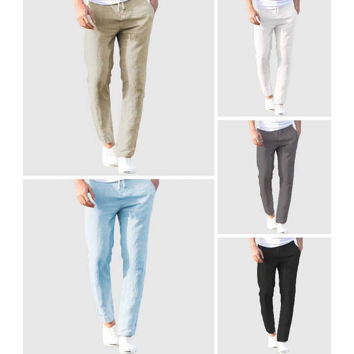 Men's Linen Trousers with Drawstring Waistband