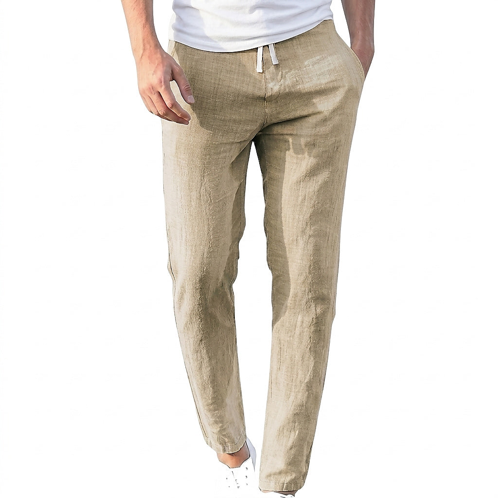 Men's Linen Trousers with Drawstring Waistband
