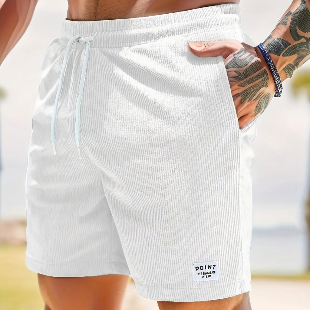 Men’s Lace-Up Drawstring Corduroy Shorts