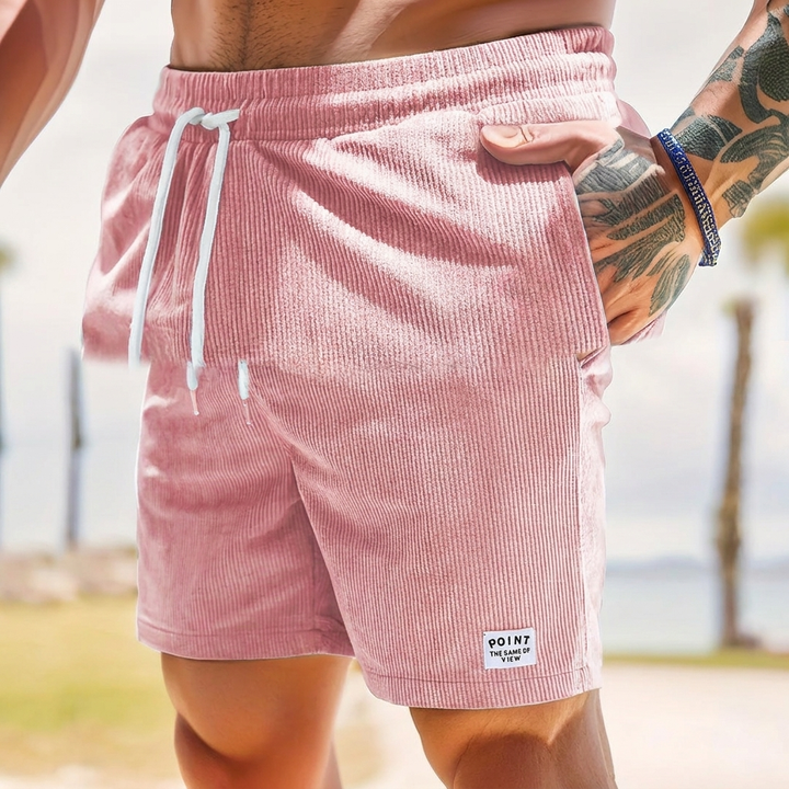 Men’s Lace-Up Drawstring Corduroy Shorts