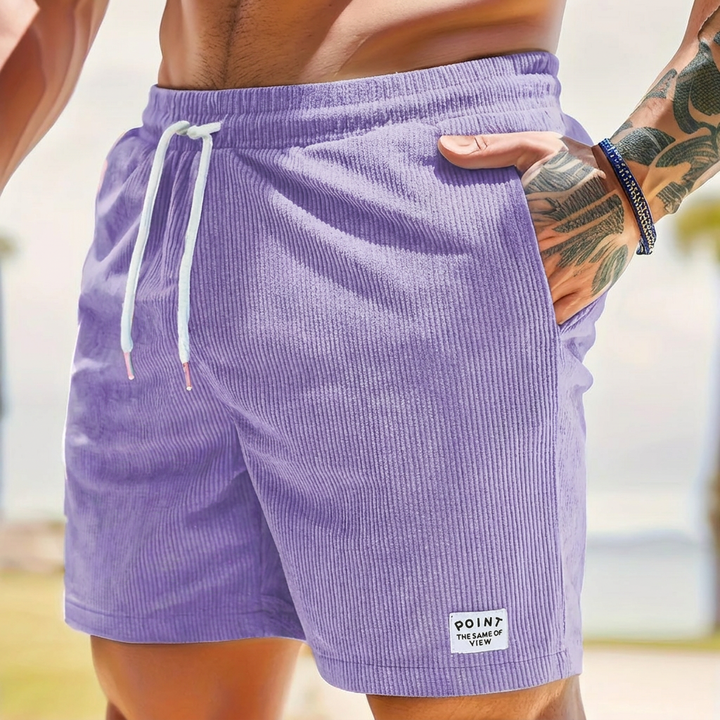 Men’s Lace-Up Drawstring Corduroy Shorts