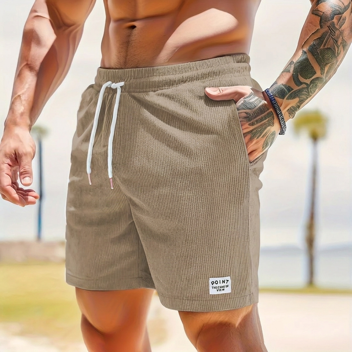 Men’s Lace-Up Drawstring Corduroy Shorts