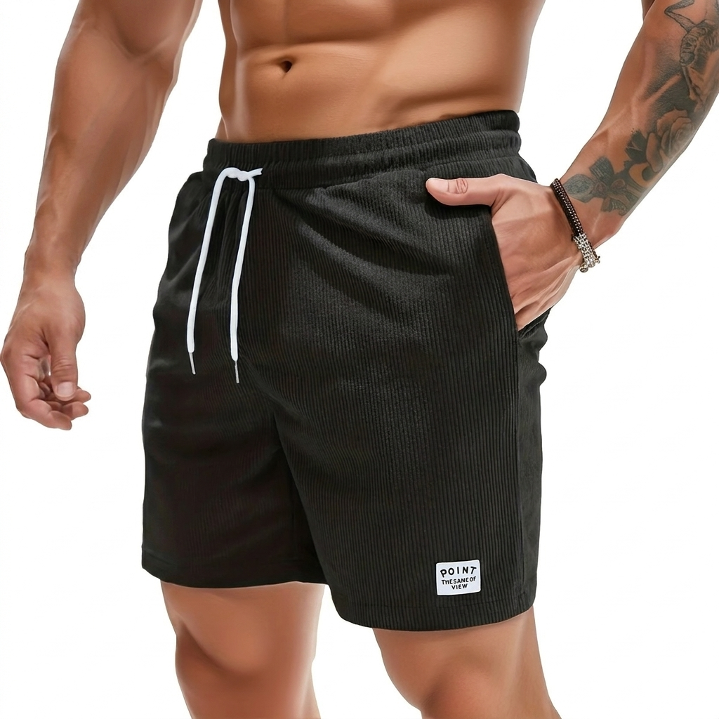 Men’s Lace-Up Drawstring Corduroy Shorts