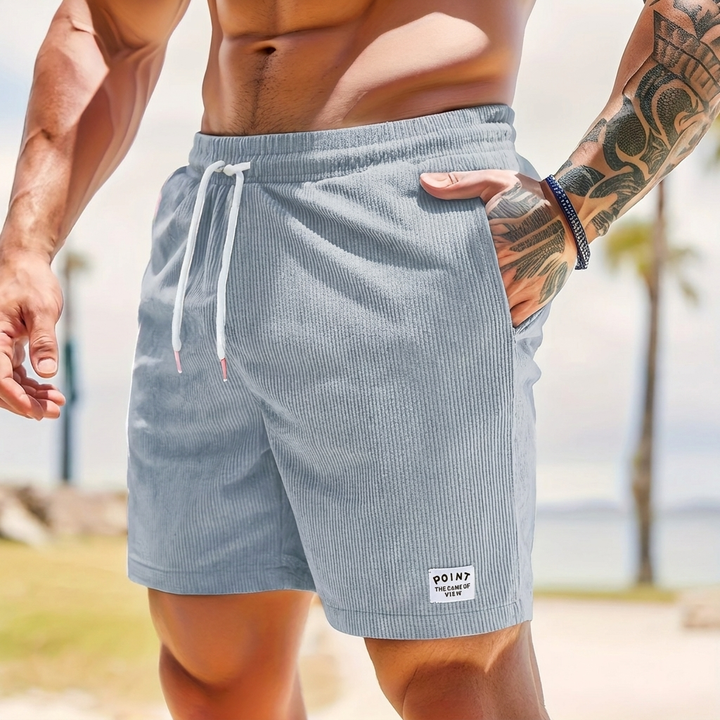 Men’s Lace-Up Drawstring Corduroy Shorts