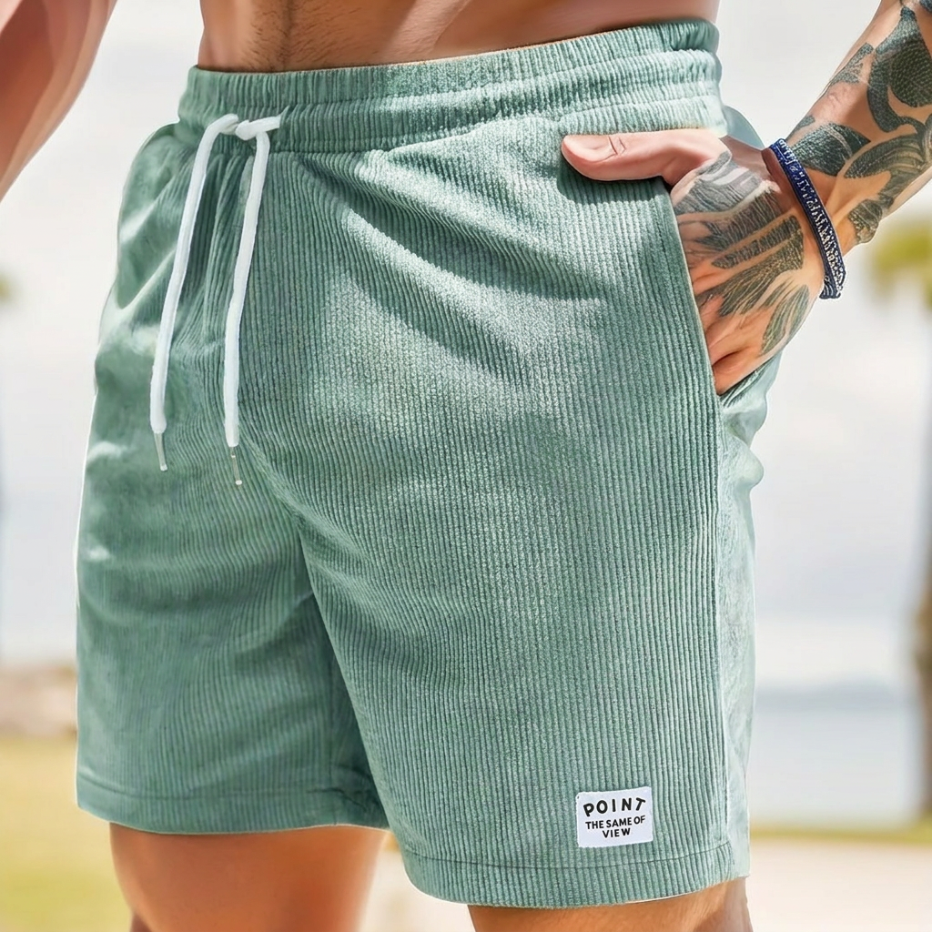 Men’s Lace-Up Drawstring Corduroy Shorts