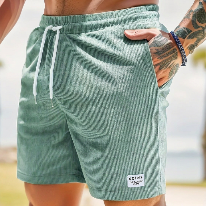 Men’s Lace-Up Drawstring Corduroy Shorts