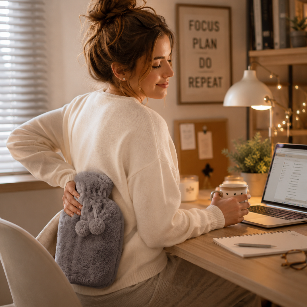 Hot Water Bottle with Plush Cover Removable Fleece Heating Bag Warm