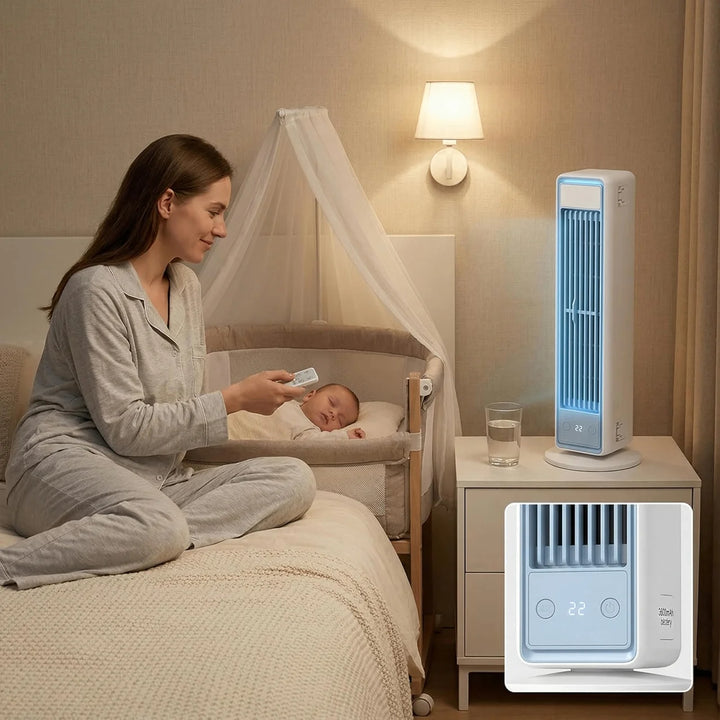 Portable Bladeless Cooling Fan with Remote Control, Rechargeable 3600mAh Battery, 5 Speeds & Oscillation