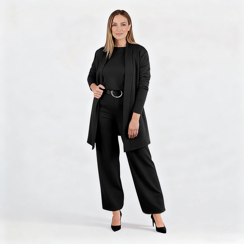 3-piece comfort set: cardigan, top and trousers