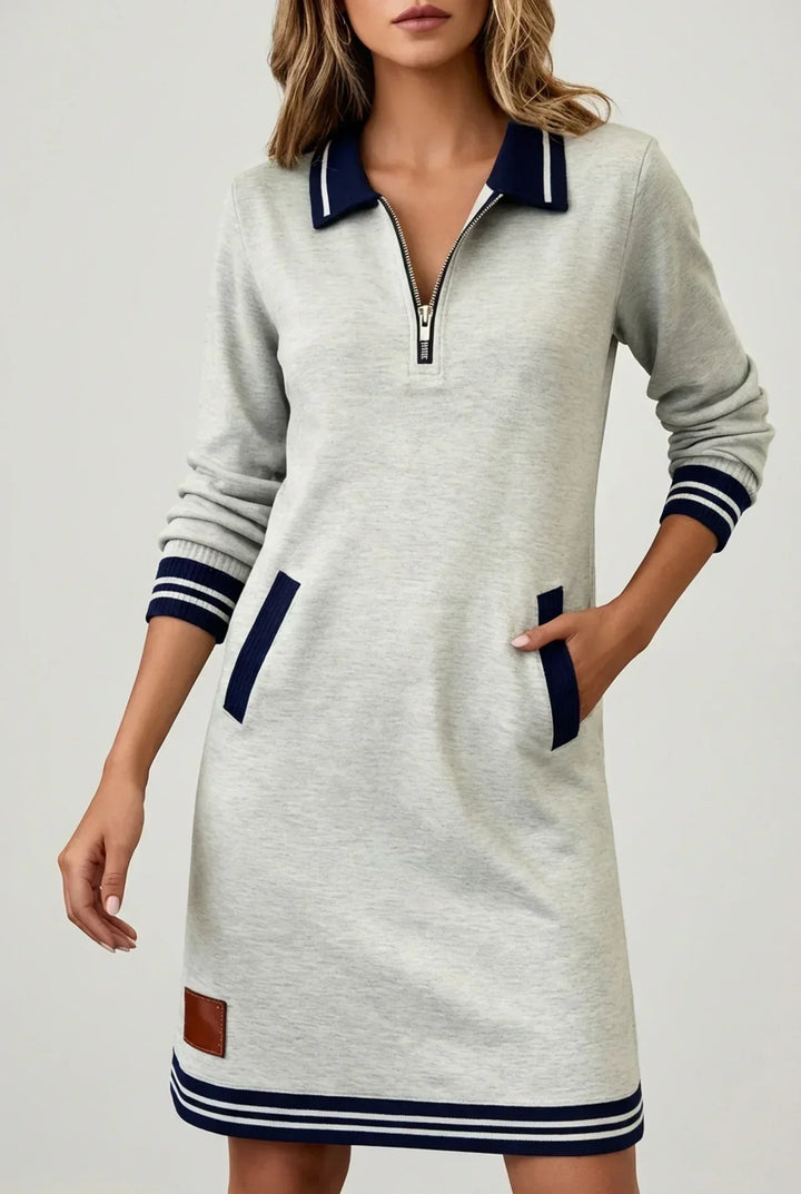 Cotton-Linen Dress with Front Zip