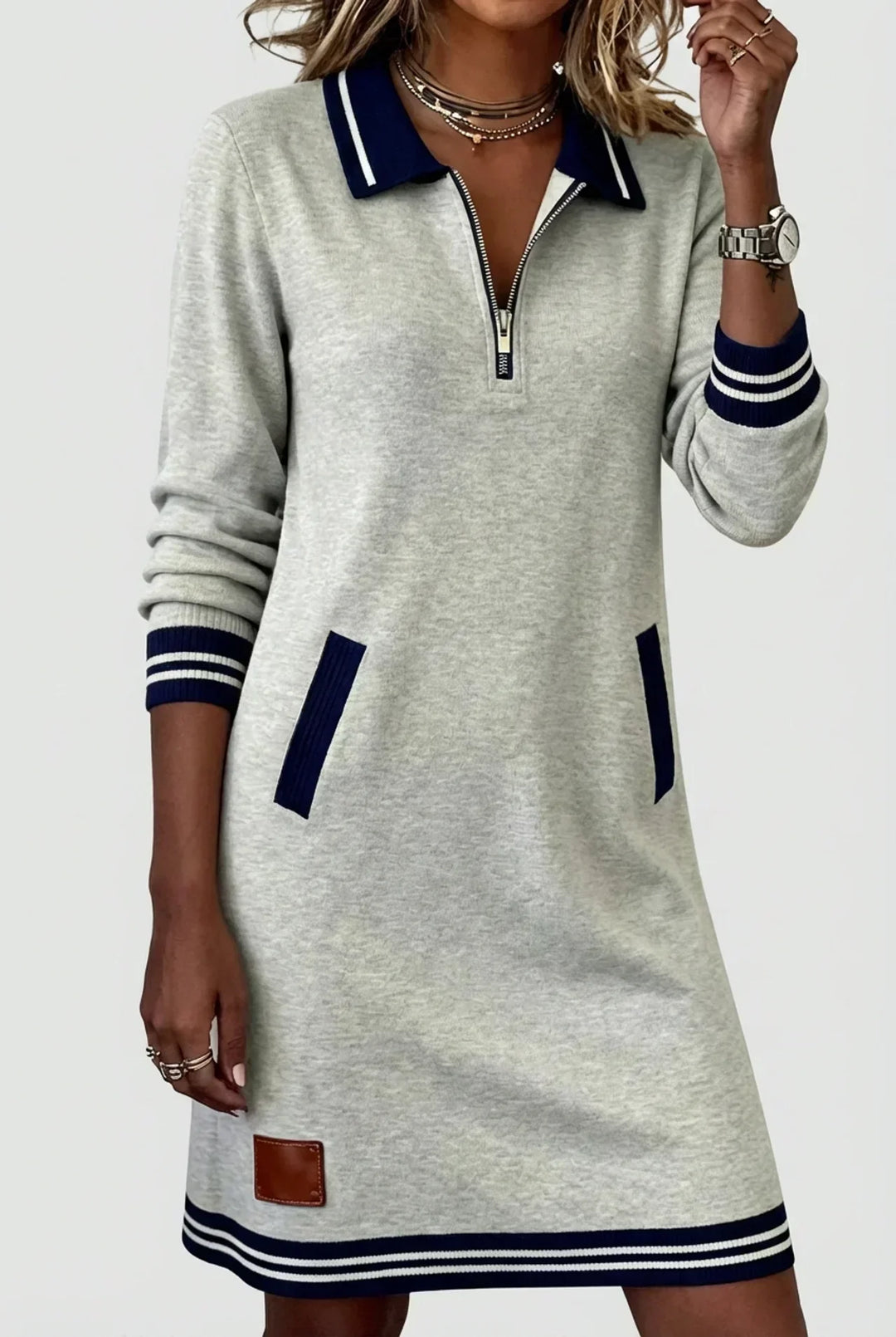 Cotton-Linen Dress with Front Zip
