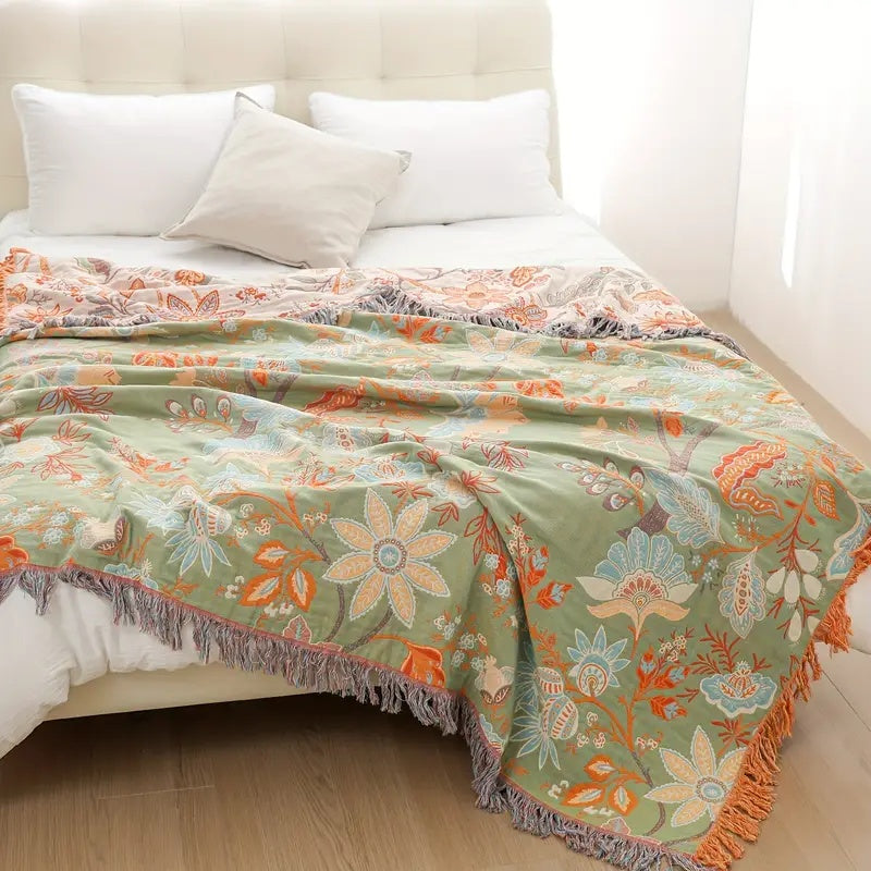 Bohol Rustic – Floral Boho Blanket for Cozy Comfort and Stylish Living
