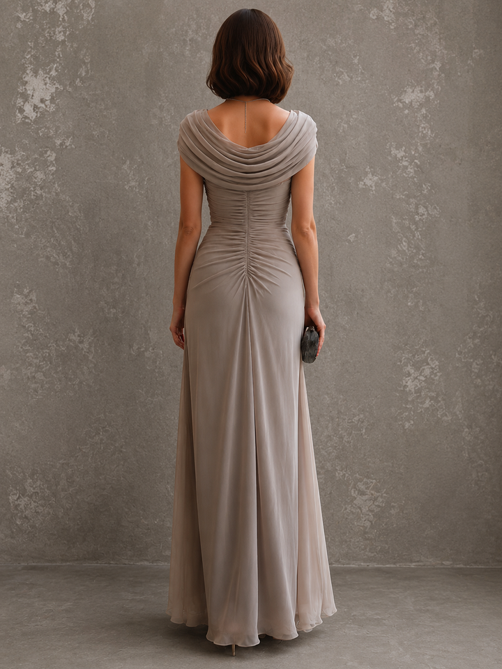 Elegant Draped Maxi Dress - Sleeveless Formal Evening Gown