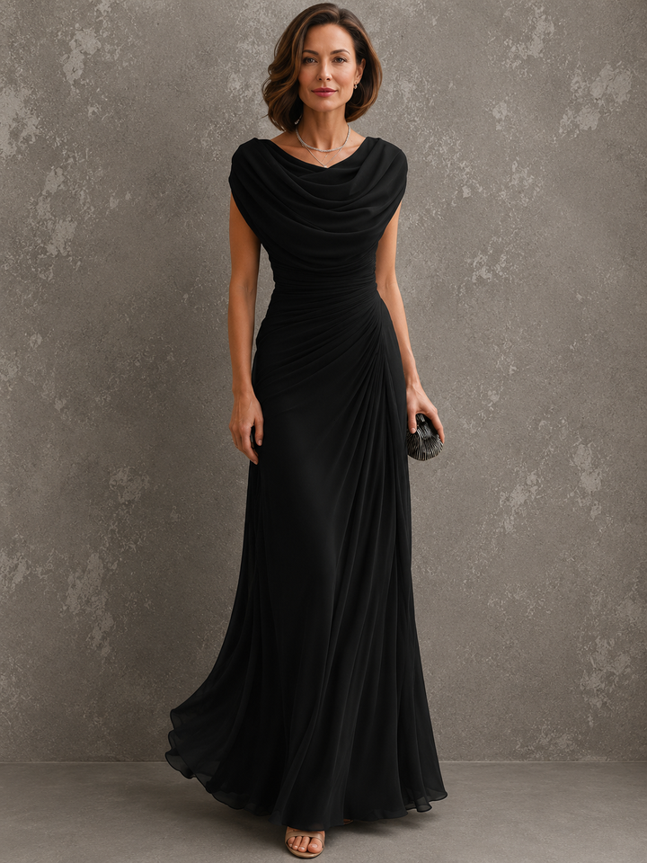 Elegant Draped Maxi Dress - Sleeveless Formal Evening Gown