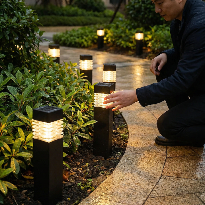 Solar LED garden stake lights for paths