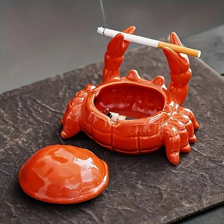 Crab-Shaped Ceramic Ashtray - Unique Design - Decorative