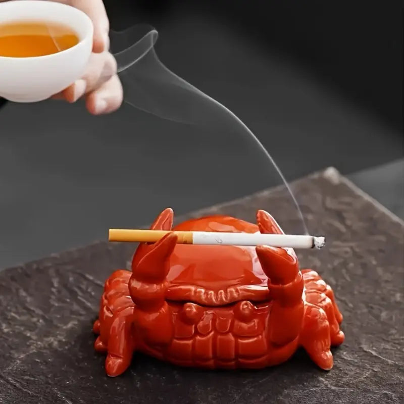 Crab-Shaped Ceramic Ashtray - Unique Design - Decorative