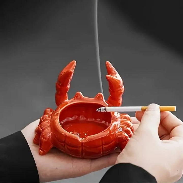 Crab-Shaped Ceramic Ashtray - Unique Design - Decorative